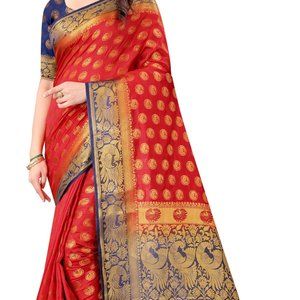 BRAND NEW Woven Banarasi Cotton Silk Saree (Multicolor)